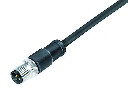 Vista en 3D 77 3529 0000 50704-0500 - M12-A Conector de cable macho, Número de contactos: 4, blindado, moldeado en el cable, IP67, UL, PUR, negro, 4 x 0,34 mm², 5 m