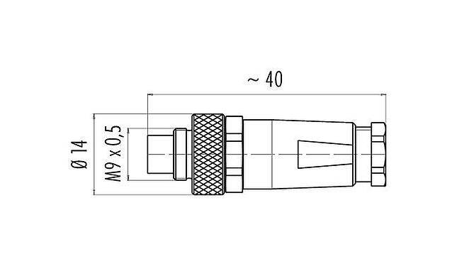 Dibujo a escala 99 0413 10 05 - M9 Conector de cable macho, Número de contactos: 5, 3,5-5,0 mm, blindable, soldadura, IP67