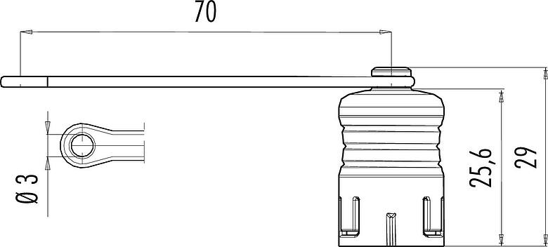 Scale drawing Protecting cap, IP67, for female panel mount connector