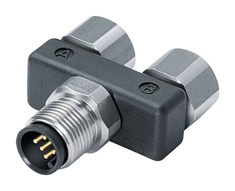 Illustration 79 5210 17 05 - M12/M12,M12 Twin distributors Y-distributor, male connector - 2 female connector, Contacts: 5, unshielded, pluggable, IP68, UL 2238, stainless steel