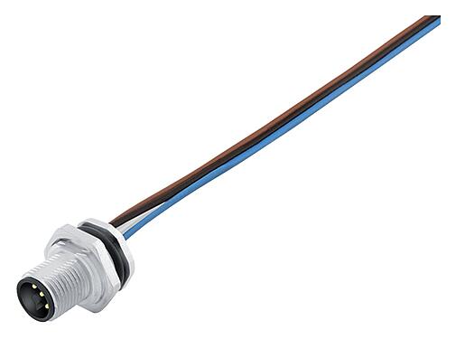 Ilustración M12 Enchufe de brida, Número de contactos: 4, sin blindaje, hilos, IP68, UL 2238, M16x1,5, Montaje en pared