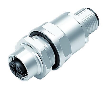 Illustration M12 Lead-through for control cabinet, Contacts: 4, shielded, pluggable, IP67, UL 2238, M12x1.0, Rear mounting