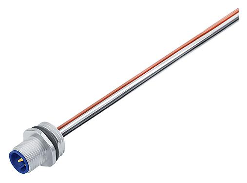 Illustration M12 Male panel mount connector, Contacts: 4, unshielded, single wires, IP68, UL 2238, M16x1.5, Front mounting