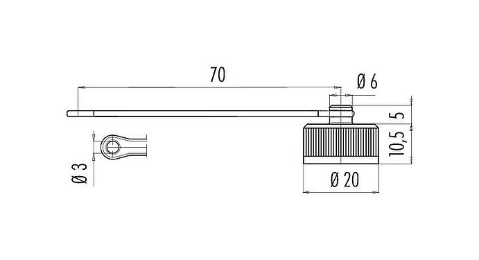 Scale drawing 08 1079 000 000 - M16 IP67 - Protection cap for flanged plug, IP67