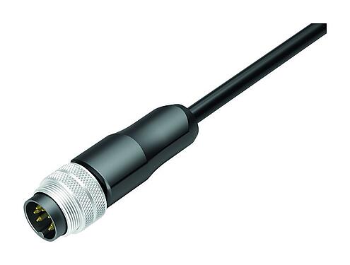Ilustración 77 6529 0000 50707-0500 - M16 Conector de cable macho, Número de contactos: 7, blindado, moldeado en el cable, IP68, PUR, negro, 7 x 0,25 mm², 5 m