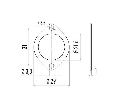 Dibujo a escala 04 0722 000 - RD24 - Junta plana para conectores de brida; Serie 692/693