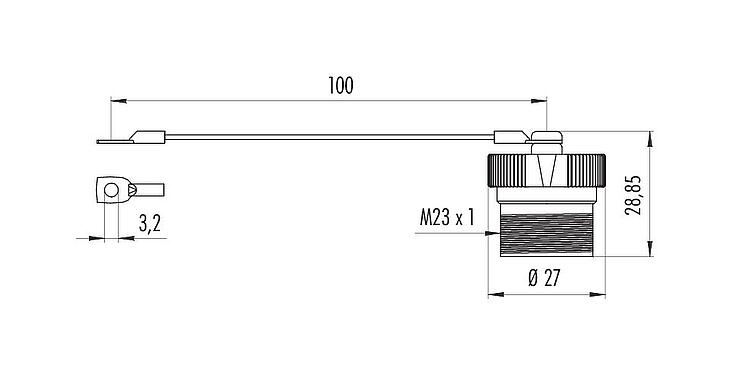 Scale drawing 08 1201 000 000 - M23 - Protection cap for flange connectors with female thread