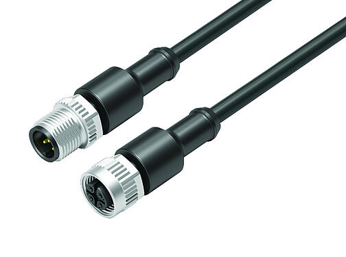 Illustration 77 3430 3429 50005-0060 - M12-A Câble de raccordement connecteur mâle - connecteur femelle, Contacts: 5, non blindé, surmoulé sur le câble, IP69K, UL, PUR, noir, 5 x 0,34 mm², 0,6 m