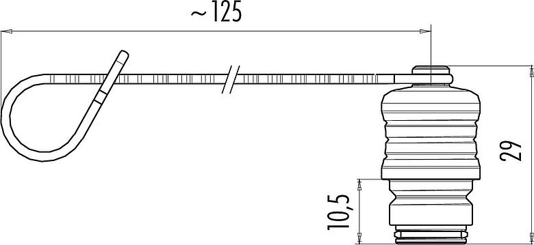 Scale drawing Protecting cap, IP67, for male cable connector