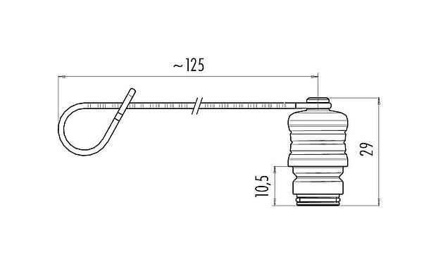 Dessin coté Capuchon de protection, IP67, pour connecteur mâle