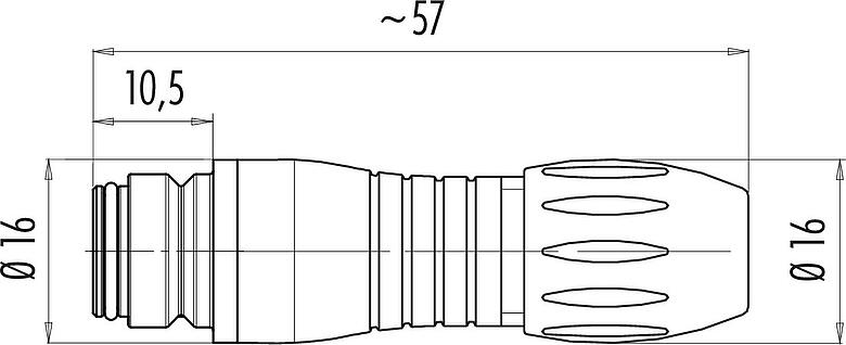 Dibujo a escala Snap-In Conector de cable hembra, Número de contactos: 5, 2,5-4,0 mm, sin blindaje, soldadura, IP67