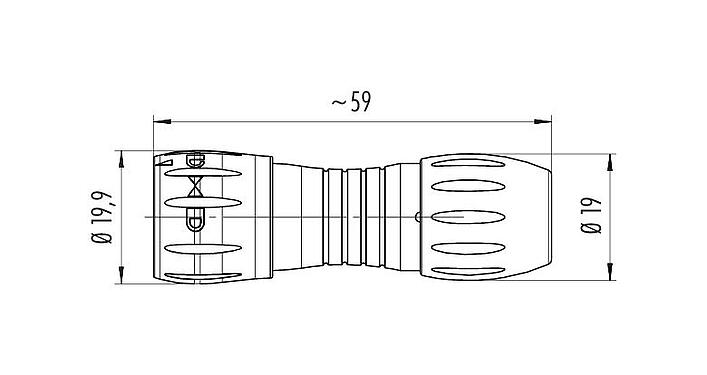 Dibujo a escala 99 0771 402 08 - Bayoneta Conector de cable macho, Número de contactos: 8, 6,0-8,0 mm, sin blindaje, soldadura, IP67
