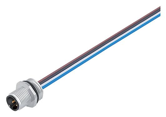Illustration 09 3431 433 04 - M12 Male panel mount connector, Contacts: 4, unshielded, single wires, IP67, UL 2238, VDE, PG 9, for the power supply