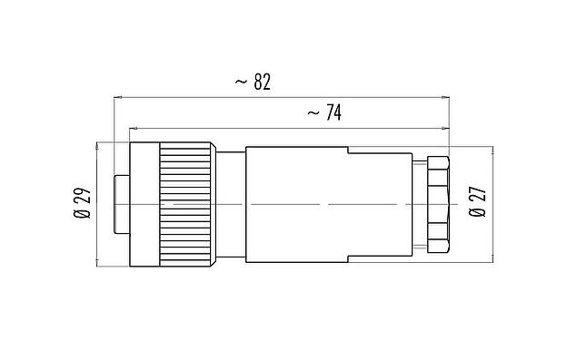 Dessin coté RD24 Connecteur femelle, Contacts: 3+PE, 8,0-10,0 mm, non blindé, pince à visser, IP67, UL, ESTI+, VDE, PG 11