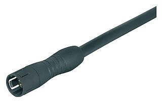 Snap-In Male cable connector, Contacts: 8, unshielded, moulded on the cable, IP67, UL 2238, PUR, black, 8 x 0.25 mm², 2 m