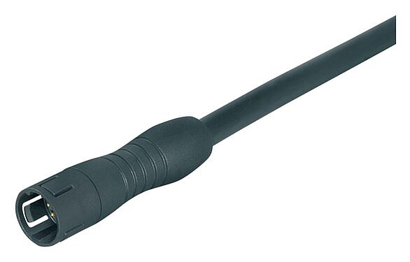 Illustration Snap-In Connecteur mâle, Contacts: 4, non blindé, surmoulé sur le câble, IP67, UL 2238, PUR, noir, 4 x 0,25 mm², 2 m