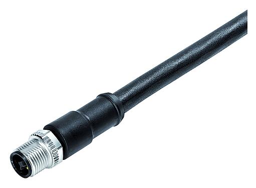 Illustration 77 0629 0000 50704-0500 - M12 Male cable connector, Contacts: 4, unshielded, moulded on the cable, IP68, PUR, black, 4 x 1.50 mm², 5 m