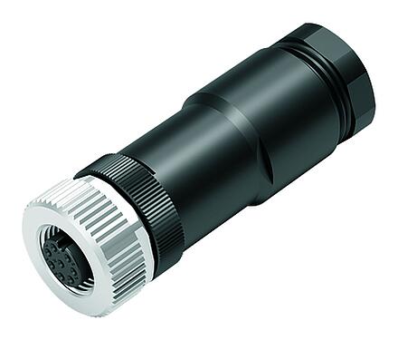 Illustration M12 Female cable duo connector, Contacts: 8, 2.1-3.0 mm (2 cable) or 4-5 mm (2 cable), unshielded, screw clamp, IP67, UL 2238