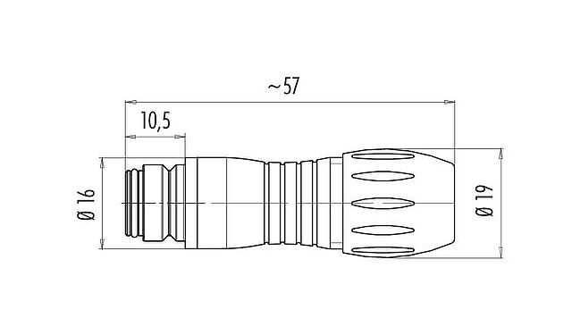 Dibujo a escala Snap-In Conector de cable hembra, Número de contactos: 12, 6,0-8,0 mm, sin blindaje, soldadura, IP67, UL 2238, VDE