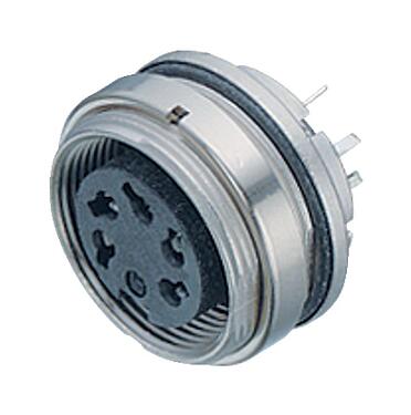Illustration 09 0112 99 04 - M16 Female panel mount connector, Contacts: 4 (04-a), unshielded, THT, IP67, UL, front fastened