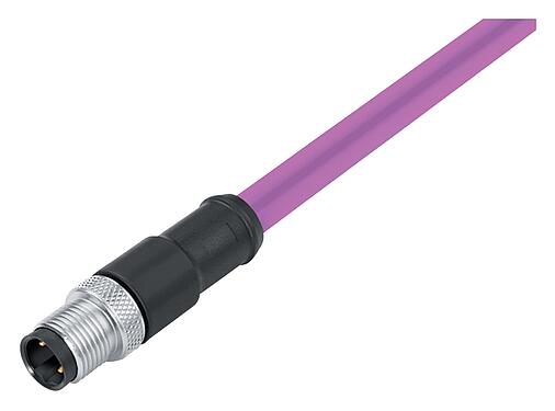 Illustration 77 4329 0000 60702-0500 - M12 Connecteur mâle, Contacts: 2, blindé, surmoulé sur le câble, IP67, UL, Profibus, PUR, violet, 2 x 0.25 mm², 5 m