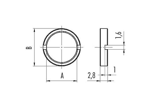 Scale drawing 01 5325 001 - M12-A/B/D/K/K/L/S/T/US/X - Ring nut for mounting thread M12 x 1, diameter 18 mm
