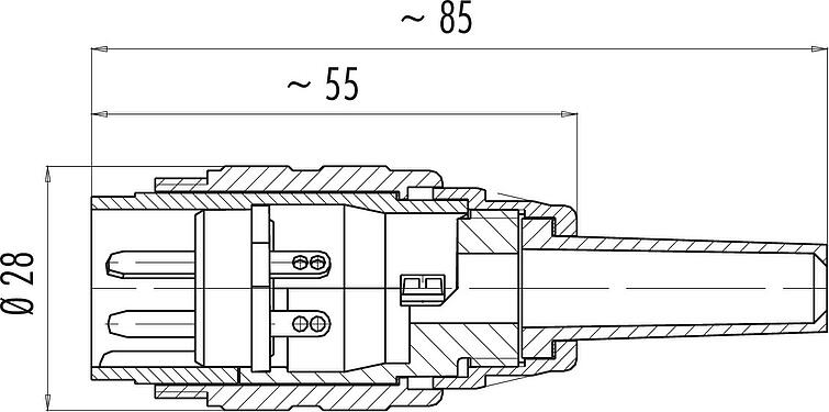 Dessin coté M25 Connecteur mâle, Contacts: 7, 5,0-8,0 mm, blindable, souder, IP40
