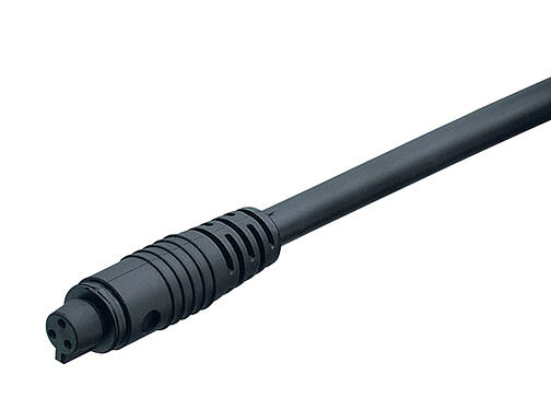 Ilustración 79 9004 12 04 - Snap-In Conector de cable hembra, Número de contactos: 4, sin blindaje, moldeado en el cable, IP40, PVC, negro, 4 x 0,25 mm², 2 m