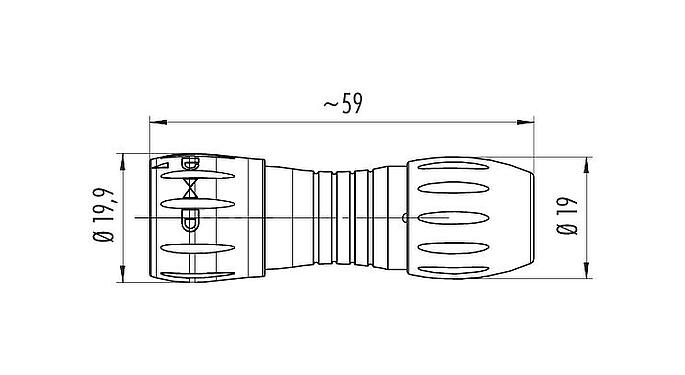 Scale drawing Bayonet Male cable connector, Contacts: 8, 6.0-8.0 mm, unshielded, solder, IP67