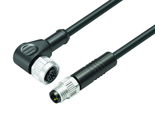 Vista en 3D 77 3434 3405 50003-0030 - Conexión de cables Conector de cable macho - conector de cable hembra, Número de contactos: 3, sin blindaje, moldeado en el cable, IP67, UL, PUR, negro, 3 x 0,34 mm², 0,3 m
