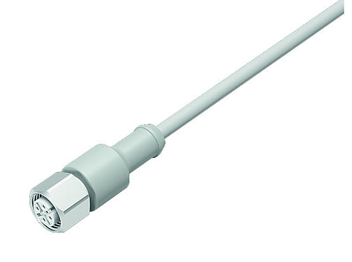 Illustration 77 3730 0000 20405-0500 - M12 Connecteur femelle, Contacts: 5, non blindé, surmoulé sur le câble, IP69K, UL, Ecolab, PVC, gris, 5 x 0,34 mm², Acier inoxydable, 5 m