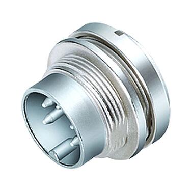 Illustration M16 Male panel mount connector, Contacts: 8 (08-a), unshielded, solder, IP40, M18x0,75, Front mounting
