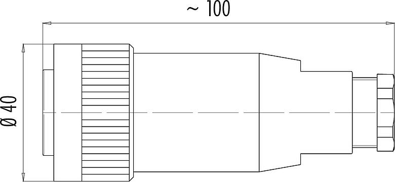 Scale drawing RD30 Female cable connector, Contacts: 24, 14.0-18.0 mm, unshielded, solder, IP65