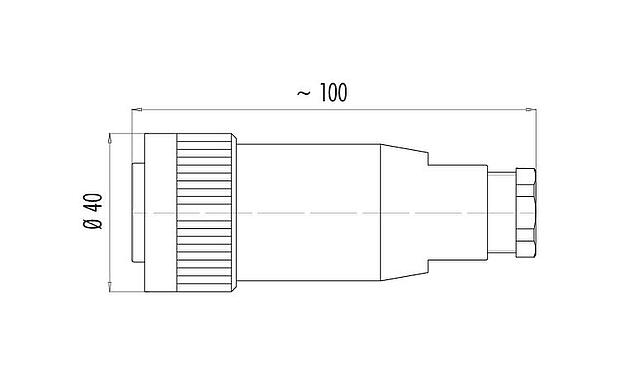 Scale drawing RD30 Female cable connector, Contacts: 4+PE, 10.0-12.0 mm, unshielded, screw clamp, IP65, ESTI+, VDE