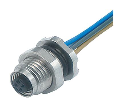Illustration 09 3106 86 03 - M5 Female panel mount connector, Contacts: 3, unshielded, single wires, IP67, front fastened
