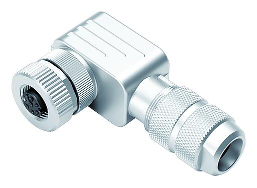 Illustration M12 Connecteur femelle coudé, Contacts: 8, 5,0-8,0 mm, blindable, pince à visser, IP67, UL 2238, ressort à iris