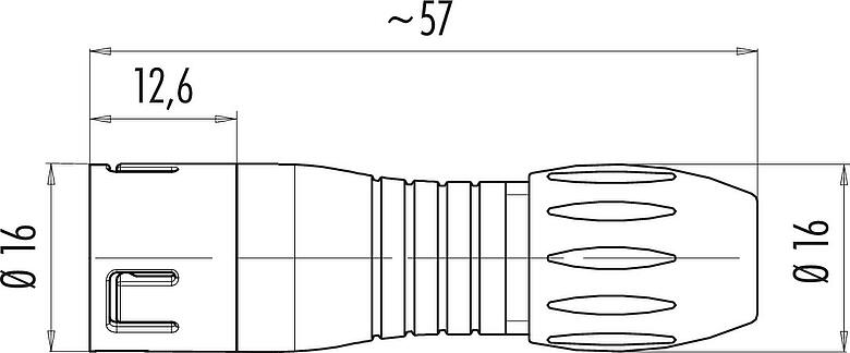 Scale drawing Snap-In Male cable connector, Contacts: 5, 4.0-6.0 mm, unshielded, solder, IP67, UL 2238, VDE