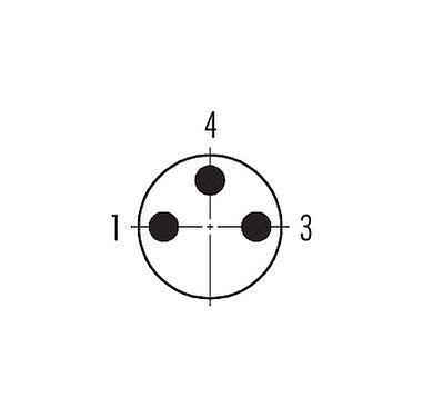 Disposition des contacts (Côté plug-in) 99 3379 00 03 - M8 Connecteur mâle, Contacts: 3, 3,5-5,0 mm, non blindé, souder, IP67, UL