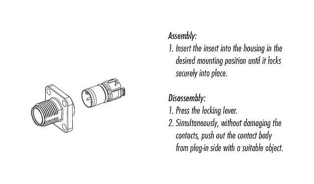 Instrucción de montaje M12 Conector de montaje en panel macho cuadrado, Número de contactos: 5, sin blindaje, UL 2238, M3 (4x), Montaje frontal, Alineación de codificación posicionable