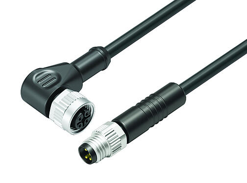 Vista en 3D 77 3434 3405 30004-1000 - Conexión de cables Conector de cable macho - conector de cable hembra, Número de contactos: 4, sin blindaje, moldeado en el cable, IP67, UL, TPE, negro, 4 x AWG 22, 10 m