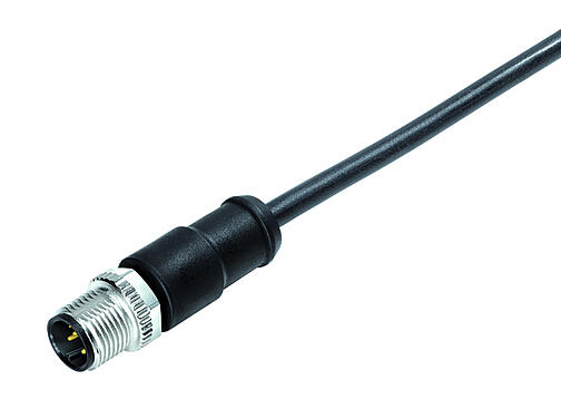 Vista en 3D 77 0605 0000 50704-0200 - M12-A Conector de cable macho, Número de contactos: 4, sin blindaje, moldeado en el cable, IP69K, PUR, negro, 4 x 1,50 mm², 2 m