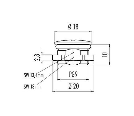 Scale drawing 08 3128 000 000 - M12-A/B/D/K/K/L/S/T/US/X - Dummy cable gland, PG9