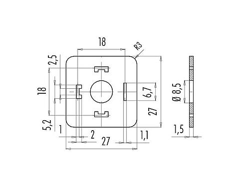 Scale drawing 16 8085 001 - Type A - Flat gasket, silicone red