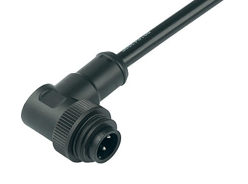Illustration 79 0237 20 07 - RD24 Male angled connector, Contacts: 6+PE, unshielded, moulded on the cable, IP67, PVC, black, 7 x 0.75 mm², 2 m