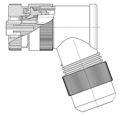 Scale drawing M12 Female angled connector, Contacts: 4+FE, 8.0-13.0 mm, unshielded, screw clamp, IP67, M12x1.0, for the power supply, UL 2237 in preparation, with PE connection