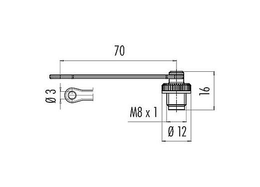 Scale drawing 08 2843 000 000 - M8 / AS-Interface - Protection cap for flange socket