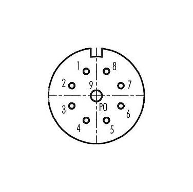 Disposición de los contactos (lado de la conexión) M23 Toma de brida, Número de contactos: 9, sin blindaje, soldadura, IP67