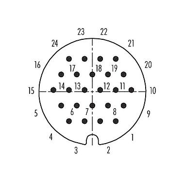 Contact arrangement (Plug-in side) RD30 Male angled connector, Contacts: 24, 10.0-12.0 mm, unshielded, solder, IP65