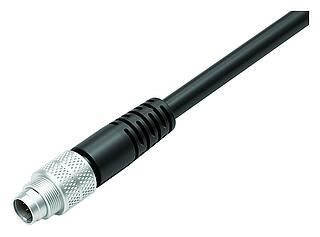 M9 Male cable connector, Contacts: 7, shielded, moulded on the cable, IP67, PUR, black, 8 x 0.14 mm², 2 m