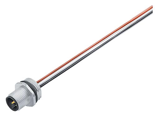 Illustration M12 Embase mâle, Contacts: 4, non blindé, fils, IP68, UL 2238, M16x1,5, Montage frontal